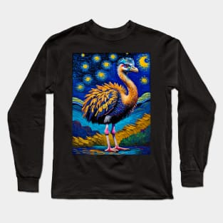 Ostrich in starry night Long Sleeve T-Shirt